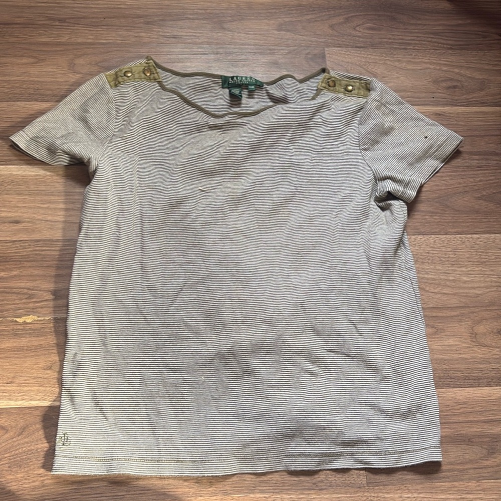 Ralph Lauren Petite short sleeved striped shirt size m